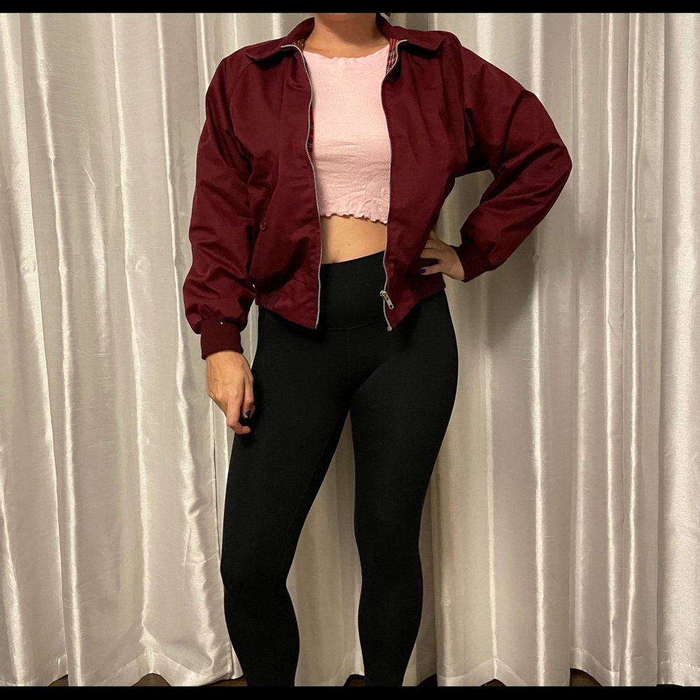 Maroon bomber jacket